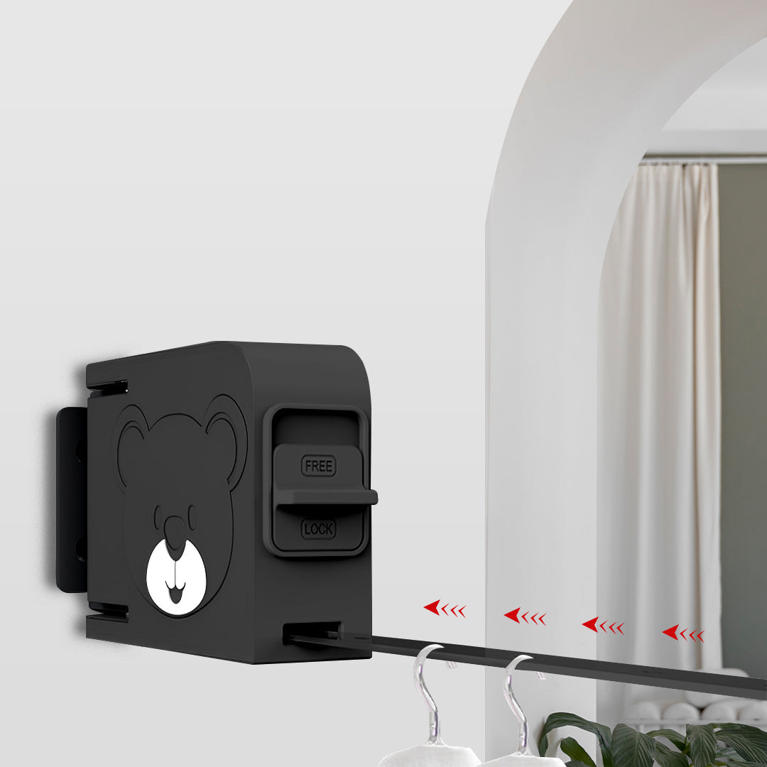 NNEAGS 2X 160mm Wall-Mounted Clothes Line Dry Rack Retractable Space-Saving Foldable Hanger Black