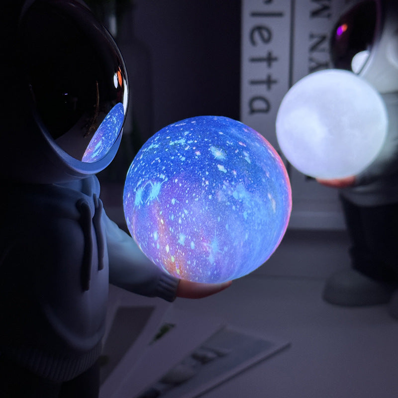 NNEDSZ Holding the dreamy starry sky (grey top + navy blue pants) Creative Astronaut Bluetooth Speaker with 3D Starry Sky Lighting, Portable Wireless Moon Lamp Speaker – Perfect Gift for Space Enthusiasts