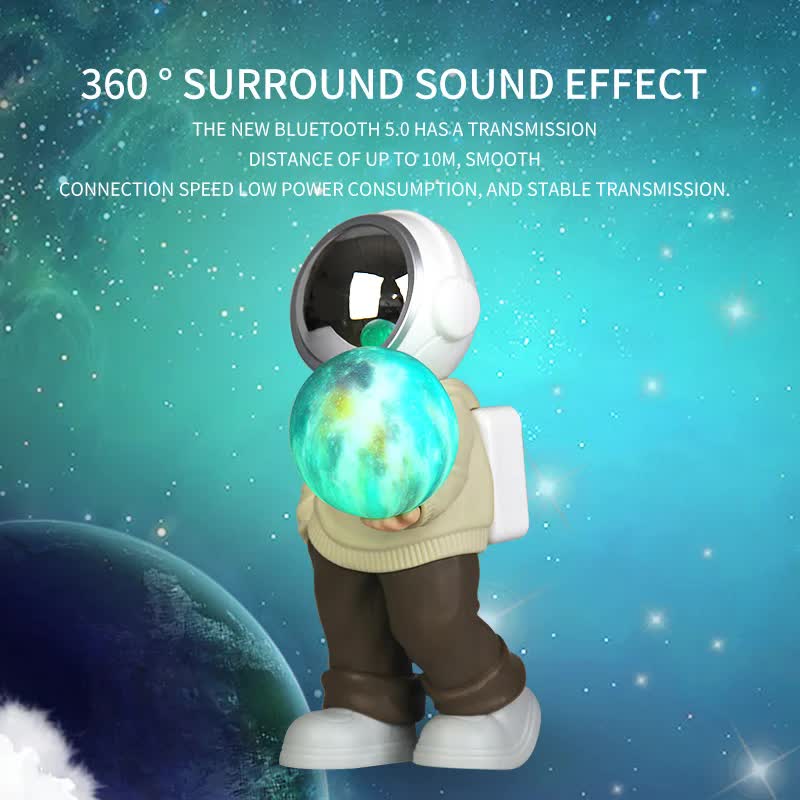 NNEDSZ Holding the dreamy starry sky (grey top + navy blue pants) Creative Astronaut Bluetooth Speaker with 3D Starry Sky Lighting, Portable Wireless Moon Lamp Speaker – Perfect Gift for Space Enthusiasts